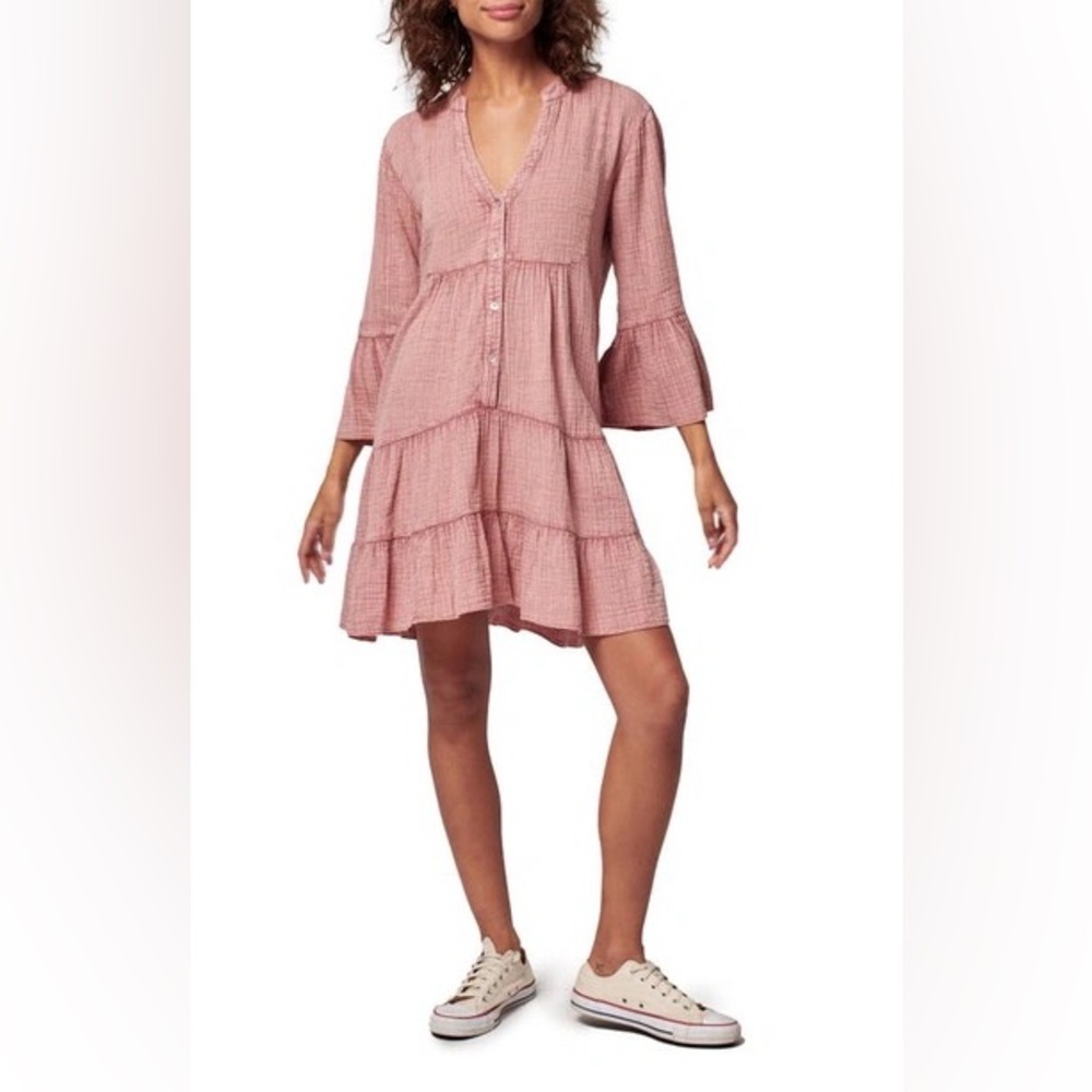 🎀 Faherty Dream Cotton Gauze Kasey Dress Sz L Coral Excellent Used Condition 🎀